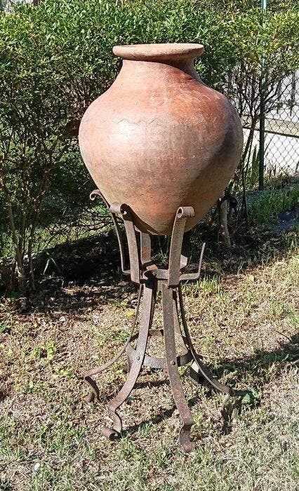 Vaas - Aardewerk, IJzer - Orcio-giara uit de jaren 50,, Antiquités & Art, Curiosités & Brocante