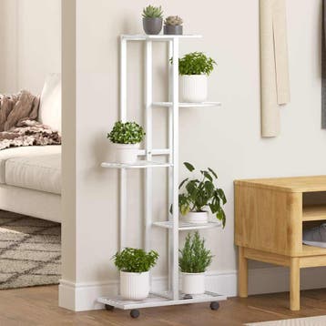 vidaXL Bloemenstandaard met wielen 5-laags 44x23x100 cm, Verzenden