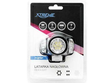 Hoofdlamp 7 LED`s Grijs Elastische Hoofdband, Verzenden, Nieuw