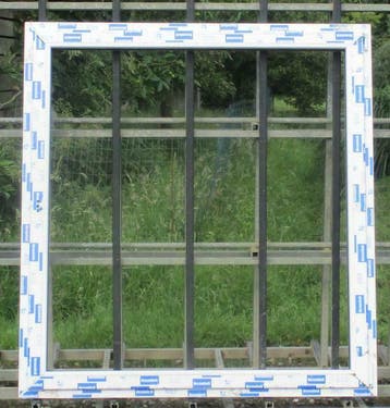pvc raam , chassis , venster 153 x 164 wit / basaltgrijs, Ophalen of Verzenden, Raamkozijn