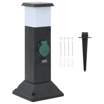 vidaXL Tuinstopcontact met lamp en grondpin 2-wegs, Verzenden