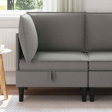 vidaXL Hoek Sofa met Opbergruimte Donkergrijs Fluweel, Verzenden, Nieuw