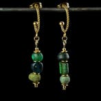 Oud-Romeins Earrings, met Romeinse groene glazen kralen
