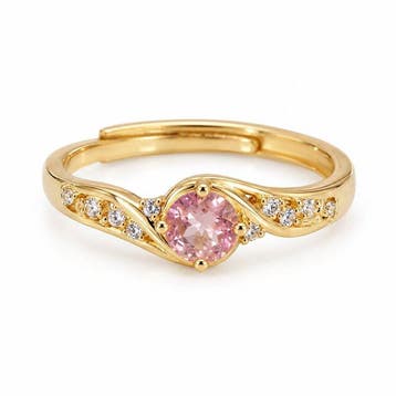 Zonder minimumprijs - Ring Verguld Toermalijn - Diamant -, Nieuw