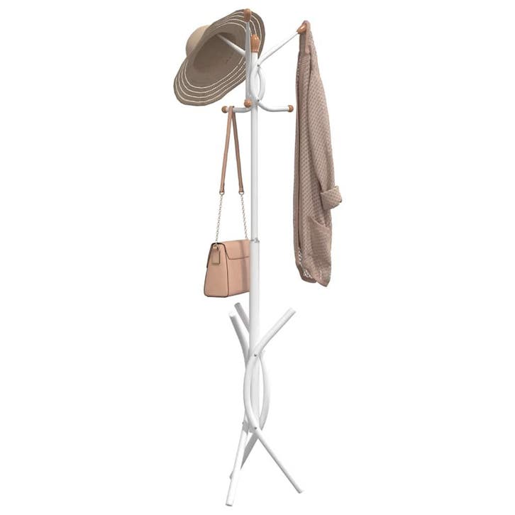 vidaXL Kapstok 176 cm gepoedercoat ijzer wit, Maison & Meubles, Accessoires pour la Maison | Portemanteaux, Envoi