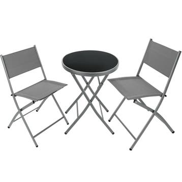 tectake Balkonset Düsseldorf 2+1 - grijs, Verzenden, Nieuw