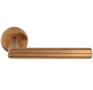 ODShop deurklink Modern haaks op rond rozet PVD brons, Nieuw
