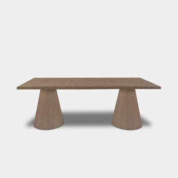 Tafel Boomstam Eikenhout  Set Kegelpoot  260x100, Nieuw