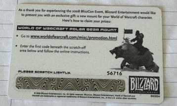 Blizzard - Promotiekaart - World of Warcraft Polar Bear, Games en Spelcomputers, Nieuw