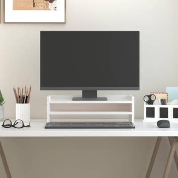 vidaXL Monitorstandaard 50x24x16 cm massief grenenhout wit, Verzenden, Nieuw