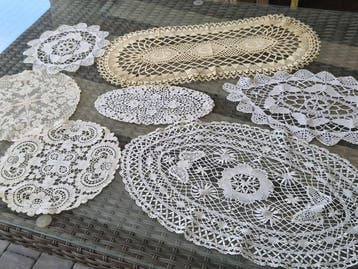 Tafelkleed (7) - 60 cm - 28 cm - Een set oude servetten., Antiek en Kunst