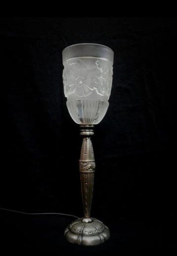 Georges Leleu - Lamp - Nummer 1615 - Massief brons met, Antiek en Kunst