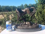 sculptuur, Bronzen beeld merrie en veulen - 25 cm - brons