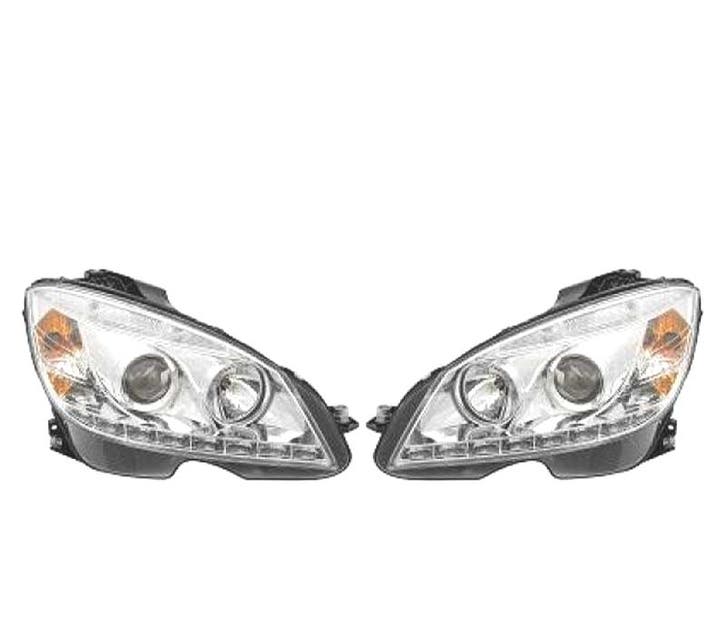 Phares Led Daylight Pour Mercedes C W204 07-11 Fond Chromé, Autos : Pièces & Accessoires, Éclairage, Envoi