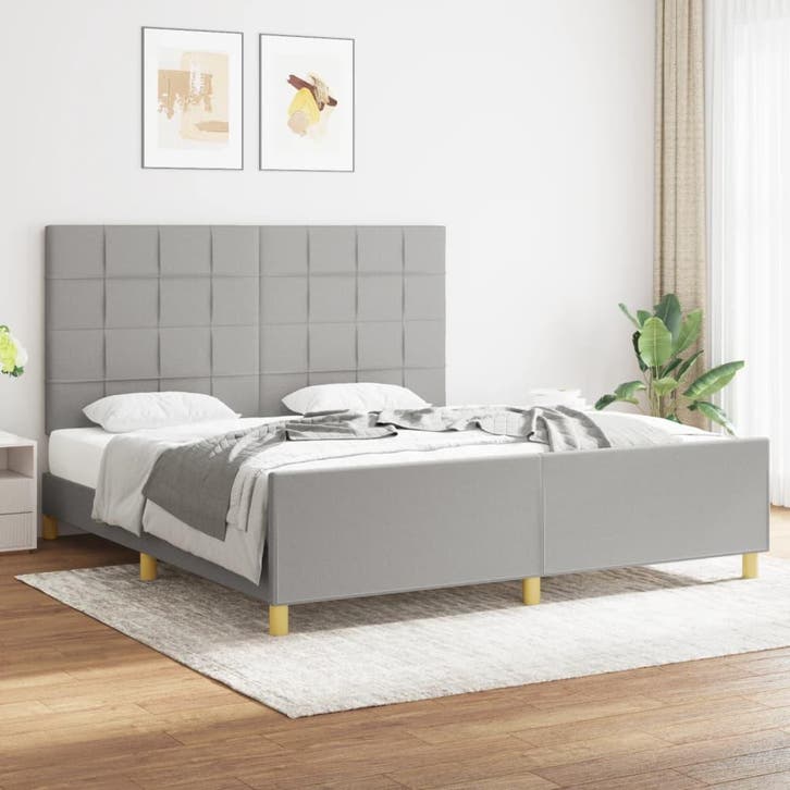 vidaXL Bedframe zonder matras stof lichtgrijs 180x200 cm, Maison & Meubles, Chambre à coucher | Lits, Envoi