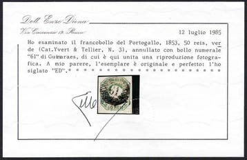 Portugal 1853 - D. Maria II 50r Green - Mundifil Nº 3 -, Gestempeld