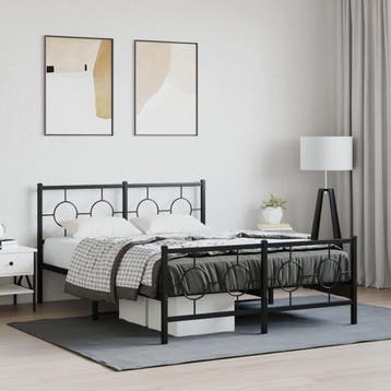 vidaXL Bedframe met hoofd- en voeteneinde metaal zwart, Verzenden, Nieuw