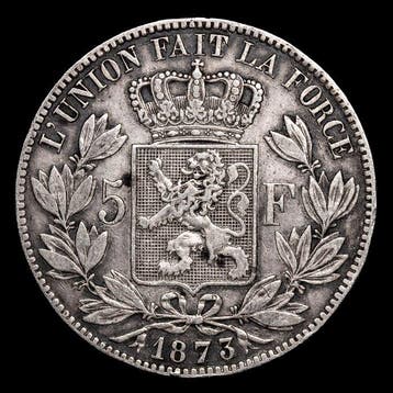 België. Leopold II. 5 Francs 1873 (Zonder minimumprijs)