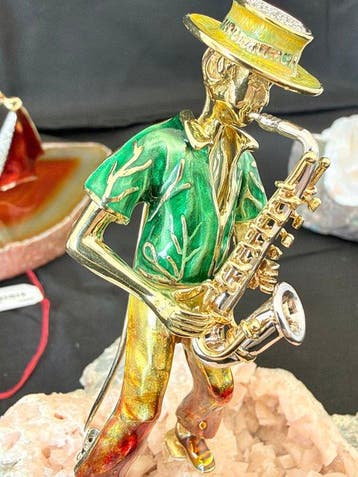 DAMIANI - sculptuur, The Saxophonist - Gold, Enamel and