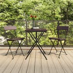 vidaXL 3-delige Bistroset inklapbaar poly rattan bruin, Verzenden, Nieuw