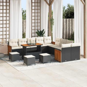 vidaXL Tuinbank Set 14 st 14-Aantal zitplaatsen Zwart en, Verzenden, Nieuw