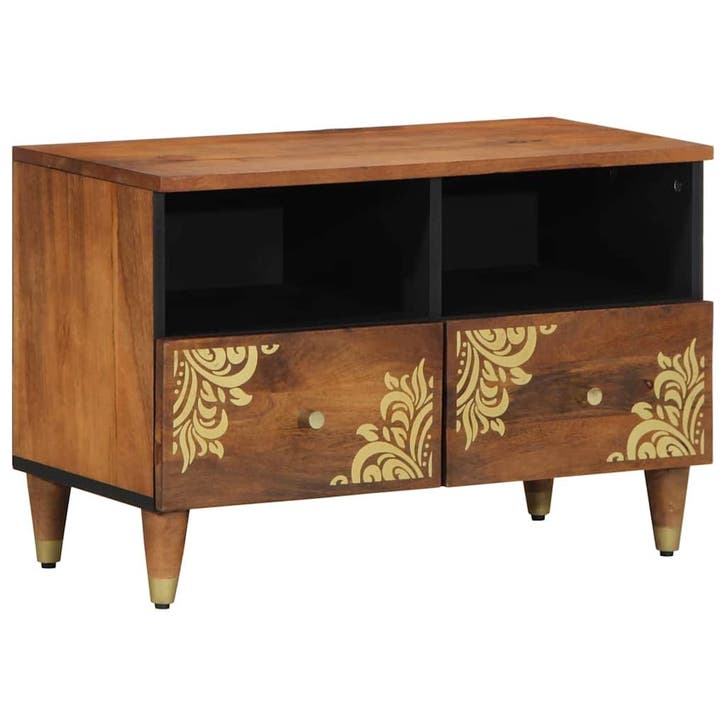 vidaXL TV Kast Honing bruin 70 x 33 x 46 cm Massief Mango, Maison & Meubles, Accessoires pour la Maison | Étagères pour CD & DVD