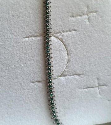 Bracelet de tennis - 18 carats Or blanc Émeraude