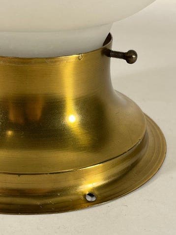 Plafondlamp met lampenkap - Messing, Glas, Keramiek - Volle