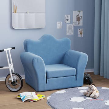 vidaXL Kinderslaapbank zacht pluche blauw, Verzenden, Nieuw