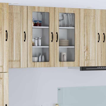 vidaXL Wandglas Kasten LUCCA Sonoma Eiken 40 x 31 x 80 cm, Verzenden