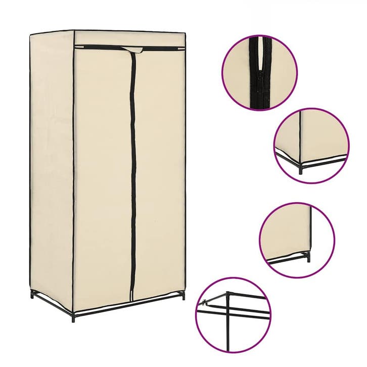 vidaXL Kledingkast 75x50x160 cm crème, Maison & Meubles, Armoires | Penderies & Garde-robes, Envoi