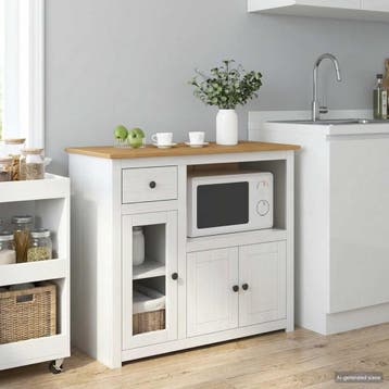 vidaXL Magnetron Dressoir PANAMA Wit en Honingwas 99,5 x 44, Huis en Inrichting, Verzenden, Nieuw