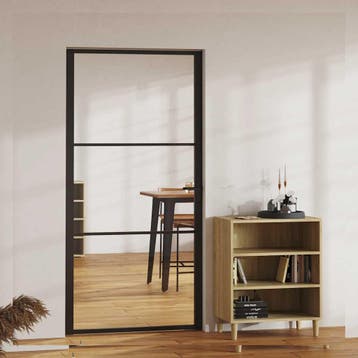vidaXL Binnendeur 102,5x201,5 cm ESG-glas en aluminium zwart, Doe-het-zelf en Bouw, Verzenden, Nieuw