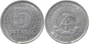Duitsland Fehlpraegung 5 Pfennig Ddr 1982 A kleines Zaine..., Verzenden, België