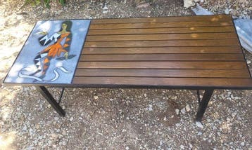 Middentafel - Keramiek, Metaal, Hout - vintage salontafel