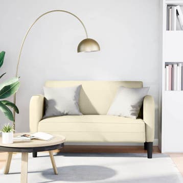 vidaXL Loveseat bank / zetel 110 cm kunstleer crèmekleurig, Verzenden