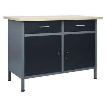 vidaXL Werkbank 120x60x85 cm staal zwart, Verzenden