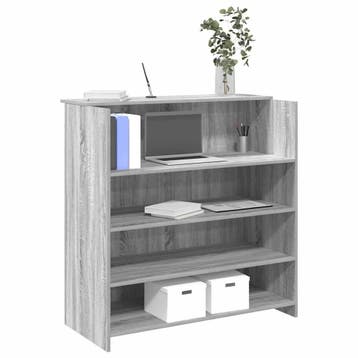 vidaXL Receptiebalie 100x50x103,5 cm bewerkt hout grijs, Verzenden, Nieuw