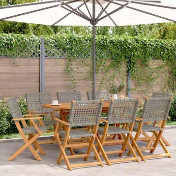 vidaXL Opklapbare stoelen, 8 stuks, grijs, van polyrotan en, Tuin en Terras, Verzenden, Nieuw