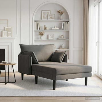 vidaXL Oversized chaise longue Donkergrijs Katoenen stof, Verzenden, Nieuw