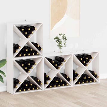 vidaXL Wijnrek 4 st Wit 62 x 25 x 62 cm Massief grenenhout, Verzenden