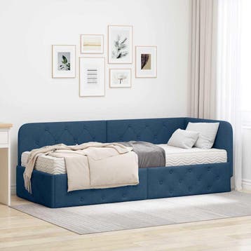vidaXL Hoek Bed Frame Blauw 80 x 200 cm Stof, Verzenden, Nieuw