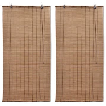 vidaXL Rolgordijnen 2 st 120x220 cm bamboe bruin, Verzenden, Nieuw