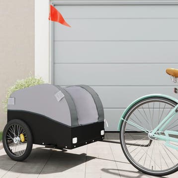 vidaXL Fietstrailer 45 kg ijzer zwart en grijs, Verzenden, Nieuw
