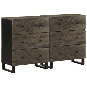 vidaXL Dressoirs 2 st 60x33x75 cm massief mangohout zwart, Huis en Inrichting, Verzenden, Nieuw
