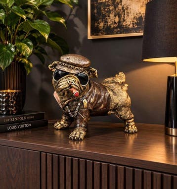 tilt zijn poot op - Beeld, Bulldog in steampunk uitgevoerd -
