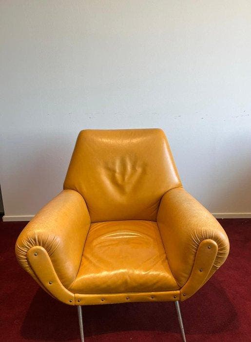 Fauteuil - Cuir, Acier - Deux fauteuils vintage, Antiquités & Art, Art | Objets design