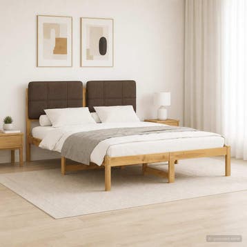 vidaXL Bedframe met gestoffeerd hoofdbord Whitewash en taupe, Verzenden