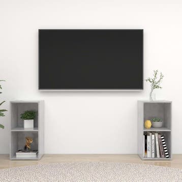 vidaXL Tv-meubelen 2 st 72x35x36,5 cm bewerkt houtbetongrijs, Verzenden, Nieuw