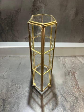 Vitrinekast - Glas en messing, Antiek en Kunst